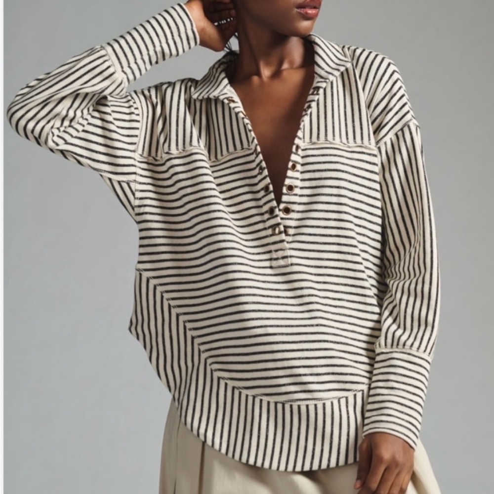 Anthropologie Pilcro Spliced Henley Top - EUC